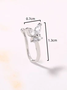 Nooxian 方晶鋯石蝴蝶裝飾鼻環 - 銀色 - 查看 3