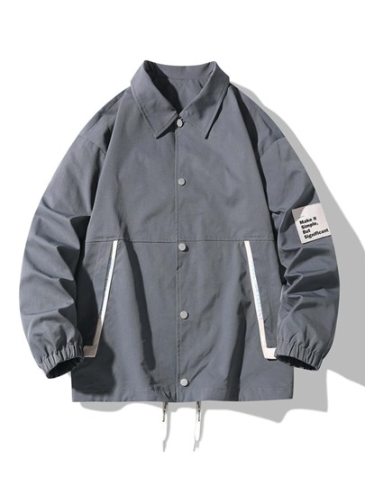 Manfinity Men Letter Graphic Patch Detail Jacket