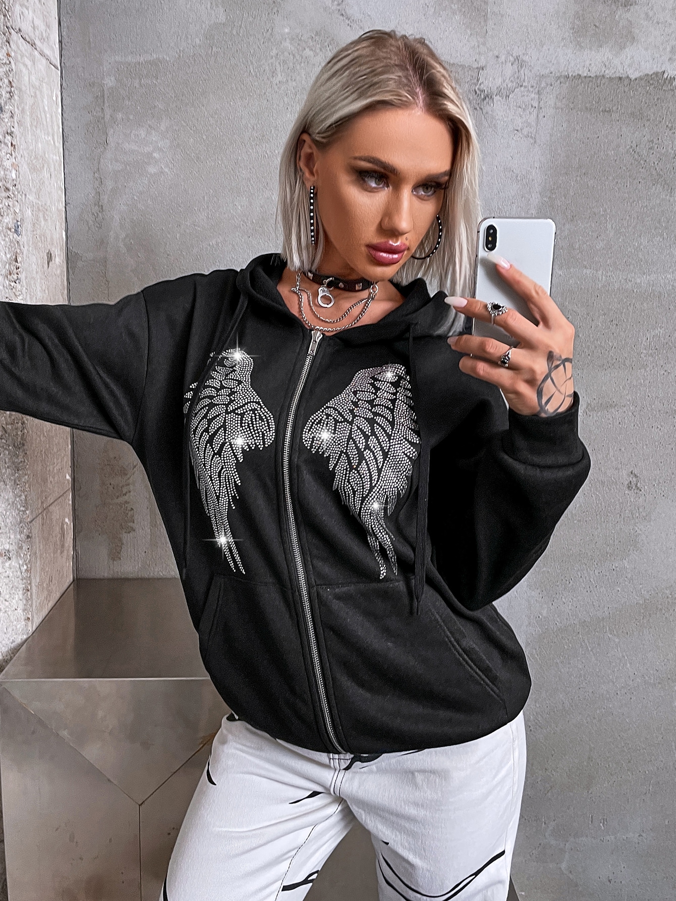 Sweat-shirt à Capuche Zippé Femme - Tissu Doux (52% Coton, 48% Polyester), Tailles S à 6XL