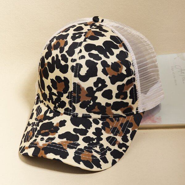 

Leopard Print Baseball Cap, Beige
