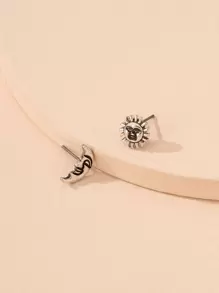 Hoa tai không khớp với mặt trời và mặt trăng - Màu Bạc Cổ - Xem 2