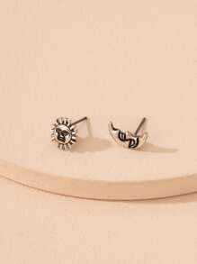 Hoa tai không khớp với mặt trời và mặt trăng - Màu Bạc Cổ - Xem 3