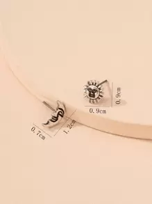 Hoa tai không khớp với mặt trời và mặt trăng - Màu Bạc Cổ - Xem 5