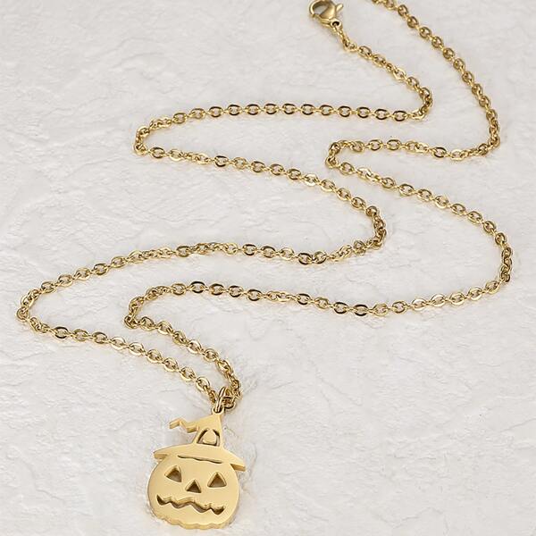 

Halloween Pumpkin Pendant Necklace, Gold
