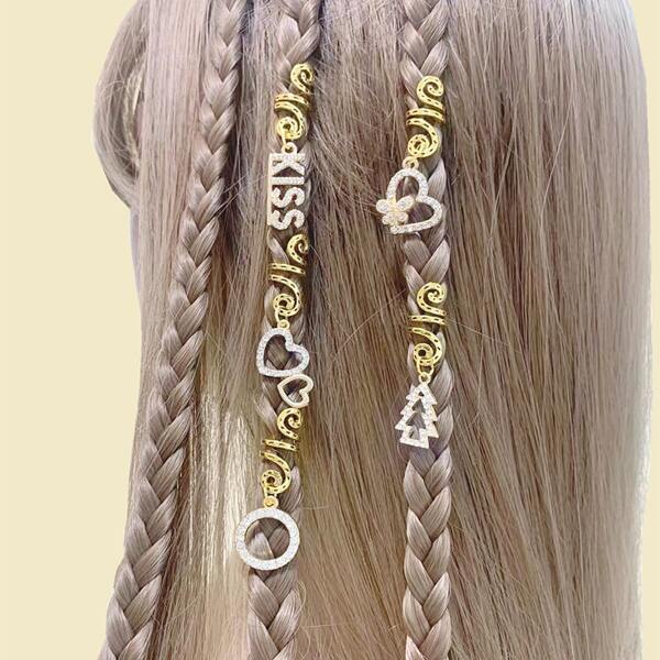 

5pcs Heart Charm Hair Ring, Gold