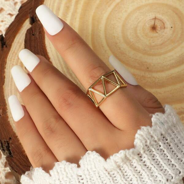 

Geometric Design Cuff Ring, Gold