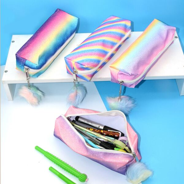 

1pc Rainbow Print Random Pencil Case, Multicolor