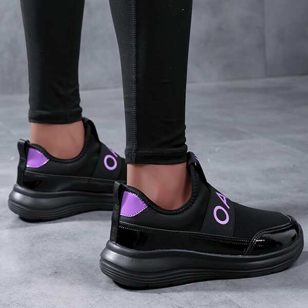 

Letter Graphic Slip On Sneakers, Black