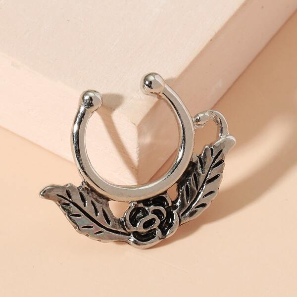 

Flower Decor Nose Ring, Silver