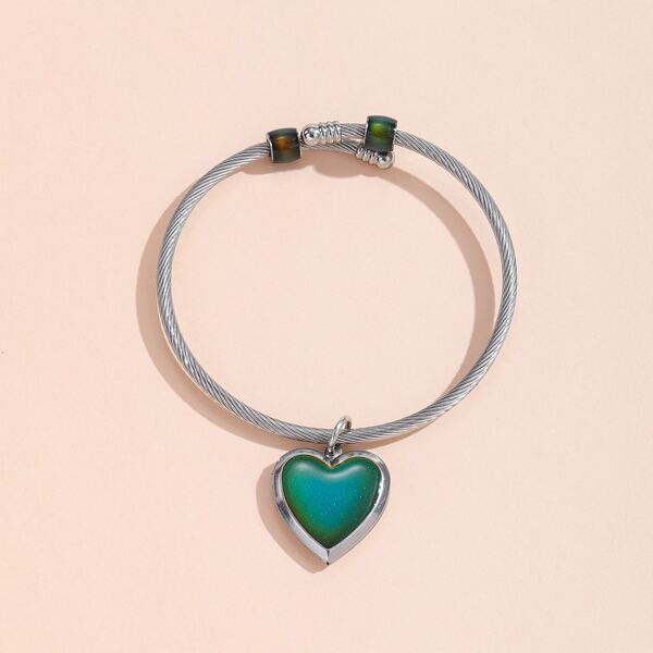 

Thermochromic Heart Charm Bangle, Blue