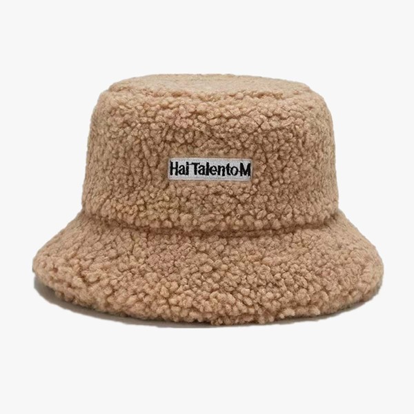 

Letter Embroidery Fuzzy Bucket Hat, Khaki