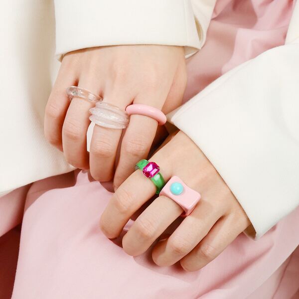 

5pcs Resin Ring, Multicolor