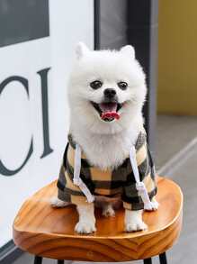 格紋圖案寵物連帽衫