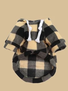 格紋圖案寵物連帽衫