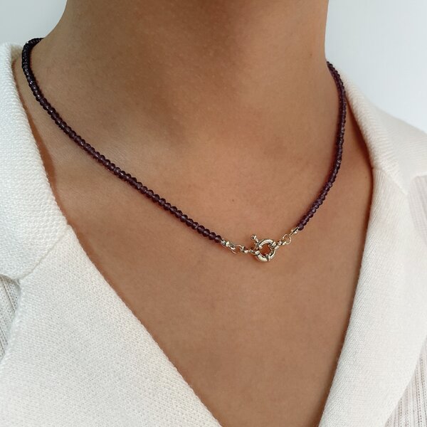 

Acrylic Bead Decor Necklace, Purple