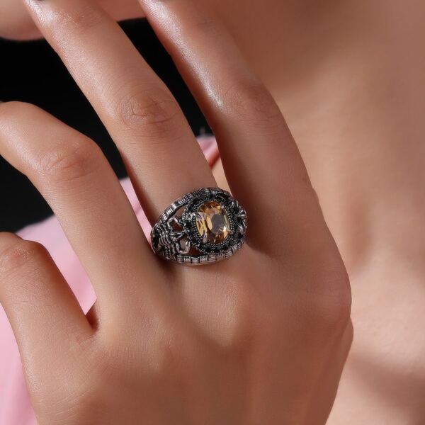 

Rhinestone Decor Ring, Antique silver