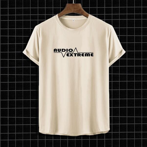 

Men Letter Graphic Tee, Khaki