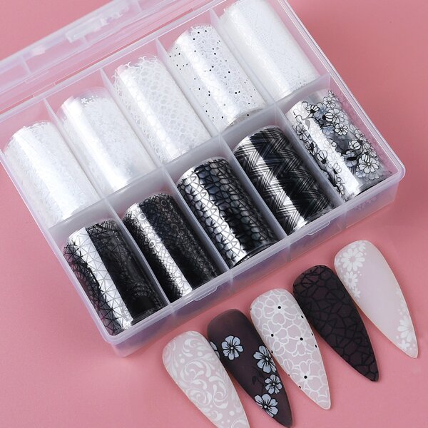 

10pcs Floral Pattern Nail Transfer Sticker, Multicolor