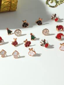 36pairs/set Christmas Heart Shaped Earrings Set (random Combination)