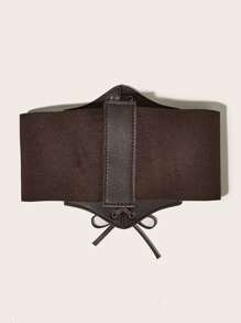 Lace Up Elastic Corset Belt - Multicolor - View 4