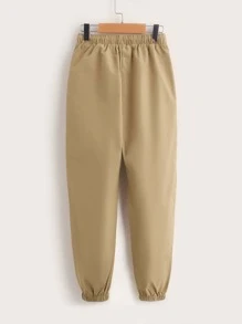 SHEIN Boys 2pcs Slant Pocket Patch Detail Trousers - Multicolor - View 9