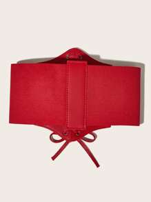 系带束腹腰带万圣节腰部训练器情人节情人节女士配饰西部牛仔女牛仔乡村服饰复古红色腰带女士束腹腰带，腰部训练器，塑腰，瘦腰收腹 - 紅色 - 查看 3