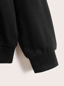 SHEIN 青少年男孩袋鼠口袋图案卫衣 - 黑色 - 查看 4