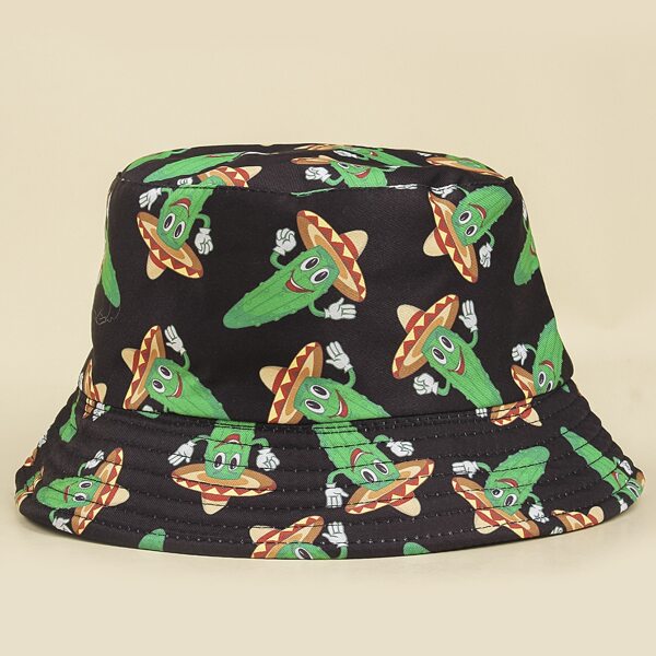 

Cartoon Graphic Bucket Hat, Multicolor