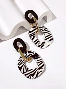 樹脂幾何耳墜 - 黑色 - 查看 1