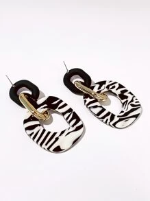 樹脂幾何耳墜 - 黑色 - 查看 2