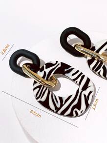 樹脂幾何耳墜 - 黑色 - 查看 3