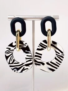 樹脂幾何耳墜 - 黑色 - 查看 4