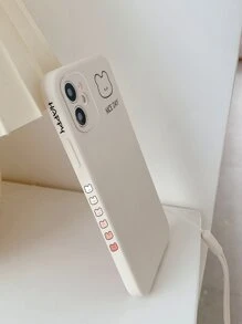 Bear Pattern Phone Case With Lanyard - Apricot - View 2