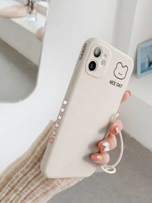 Bear Pattern Phone Case With Lanyard - Apricot - View 3