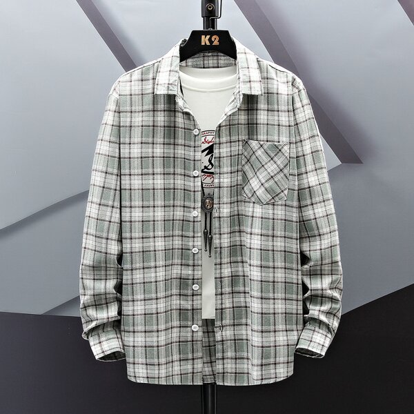 

Men 1pc Plaid Button Up Shirt, Multicolor