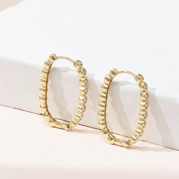 

Zircon Detail Earrings, Gold