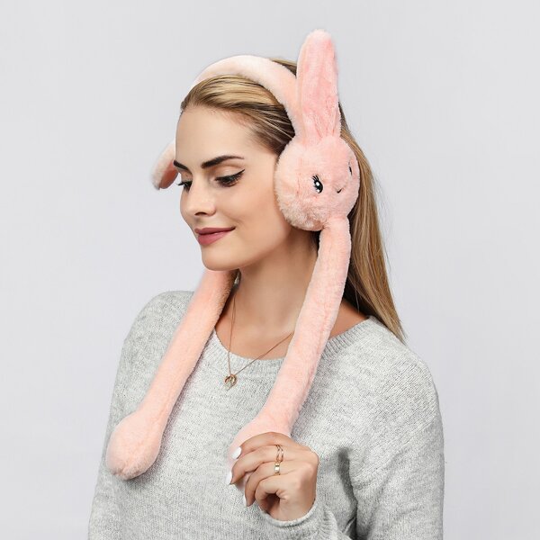 

Cartoon Rabbit Design Earmuffs, Coral pink
