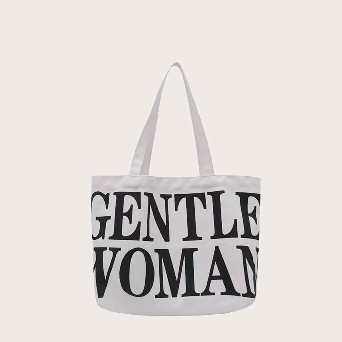 

Letter Graphic Tote Bag, White