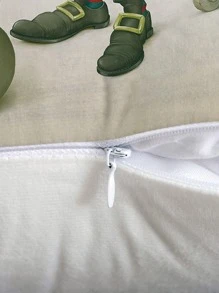 Christmas Santa Print Cushion Cover Without Filler - Multicolor - View 2