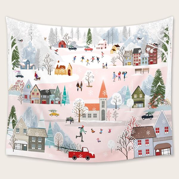 

Christmas Scenery Print Tapestry, Multicolor