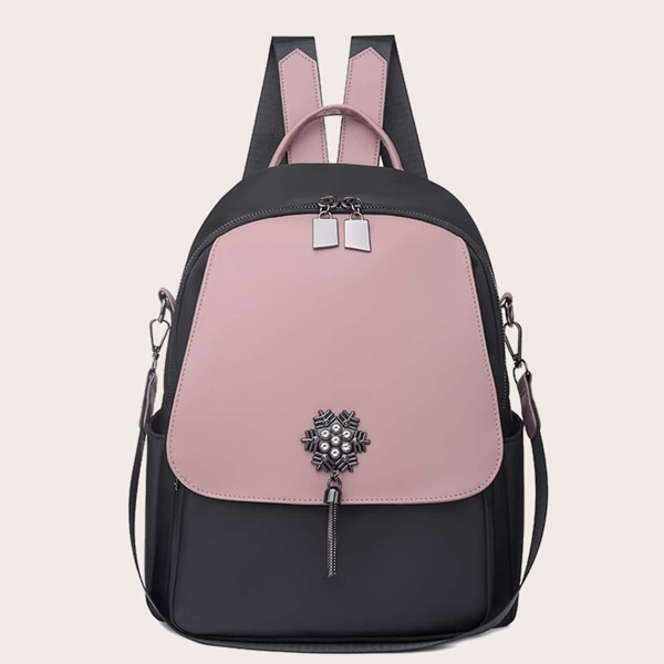 

Two Tone Tassel Decor Classic Backpack, Multicolor
