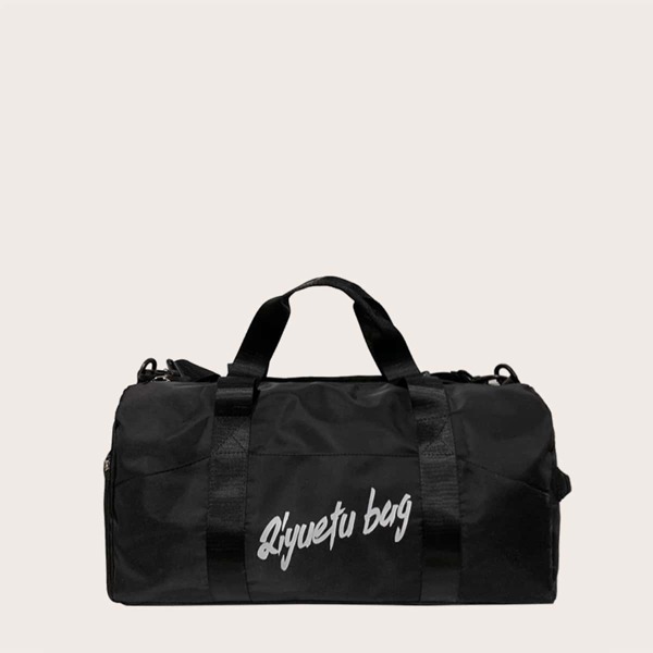 

Letter Graphic Duffel Bag, Black