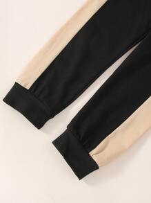 女孩字母圖案連帽衫和拼接側邊接縫衛褲 - 彩色 - 查看 4