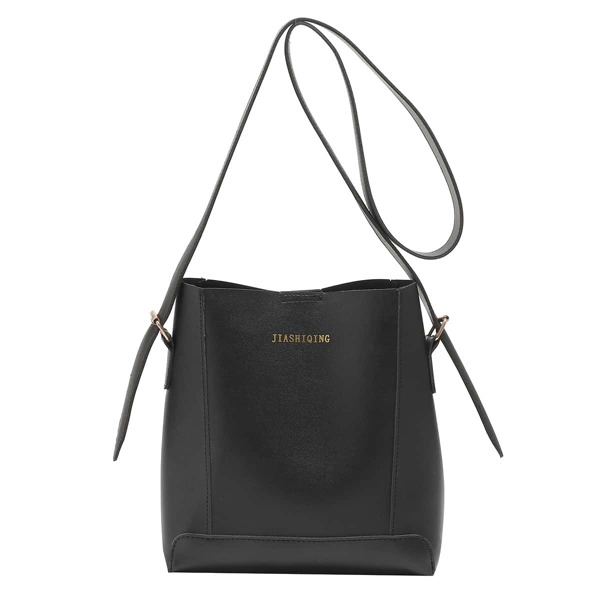 

Minimalist Letter Graphic Crossbody Bag, Black