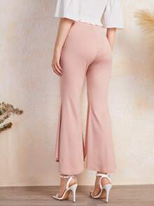 Mulvari Quần nữ Viên lá sen màu trơn Thanh lịch - Màu Hồng baby - Xem 2