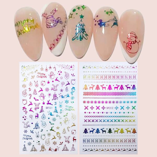 

2sheets Christmas Cartoon Graphic Nail Art Sticker, Multicolor