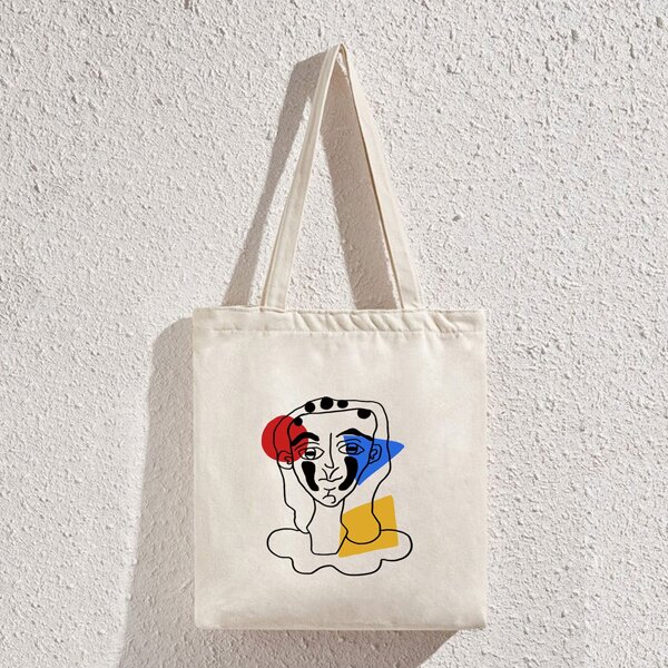 

Figure Graphic Shopper Bag, Beige
