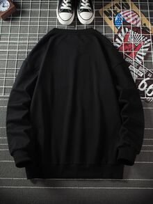 Manfinity Hombres Sudadera de rayas verticales - Negro - Ver 2