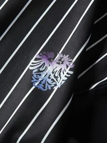 Manfinity Hombres Sudadera de rayas verticales - Negro - Ver 4