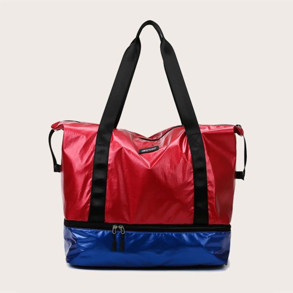 

Two Tone Contrast Binding Duffle Bag, Multicolor